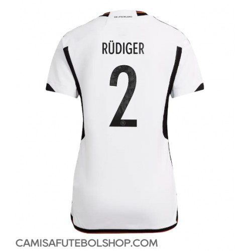 Camisa de time de futebol Alemanha Antonio Rudiger #2 Replicas 1º Equipamento Feminina Mundo 2022 Manga Curta